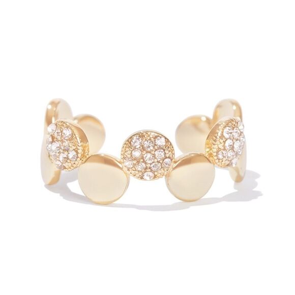 Marlyn Schiff Disc Pave Adjustable Ring - Gold Bling - Picture 1 of 8